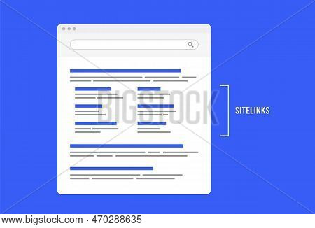 Sitelinks - Search Engine Feature Providing Quick Navigation To Specific Parts Of Website. Seo Optim