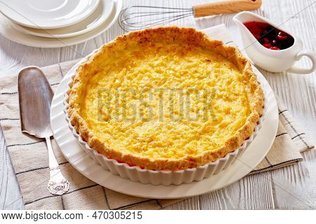 Close-up Of Classic Chess Pie Pairs A Traditional Butter Pie Crust With A Sweet, Custardy Filling In