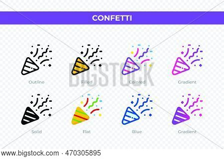 Confetti icons in different style. Confetti icons set. Holiday symbol. Different style icons set. Vector illustration