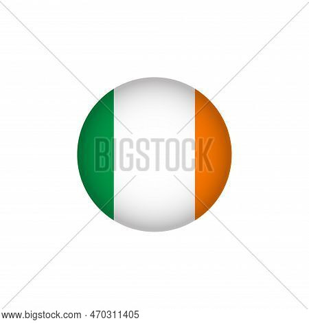 Ireland Europe Flag Icon. European Country Circled Flag. Stock Vector Graphics Element