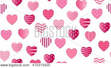 Cute Modern  Hearts Seamless Pattern, Lovely Romantic Background, Great For Valentine's Day, Mother'