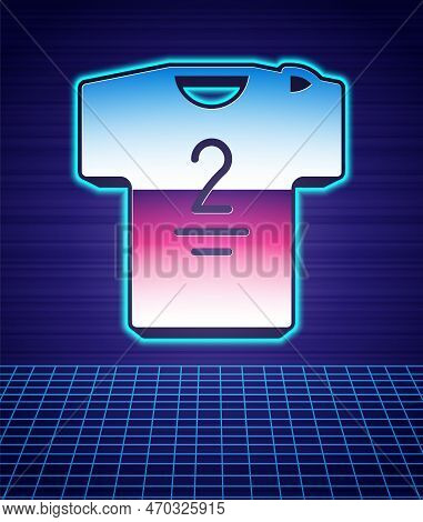 Retro Style Football Jersey And T-shirt Icon Isolated Futuristic Landscape Background. 80s Fashion P