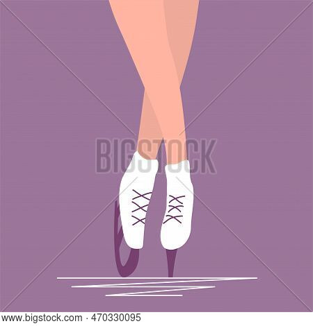 Ice Skater Legs. Figure Skater Training. Winter Sport And Recreation. Flat Vector Illustration