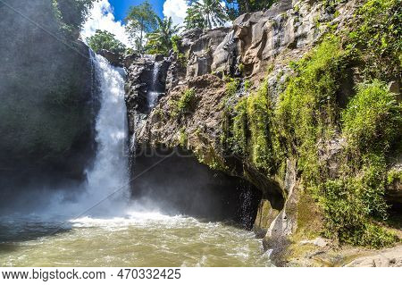Tegenungan Waterfall On Bali, Indonesia In A Sunny Day