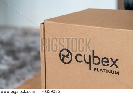Novi Sad, Serbia - 15 January, 2023: Logo Of Cybex Platinum Brand. Cybex Is German Baby Stroller Pro