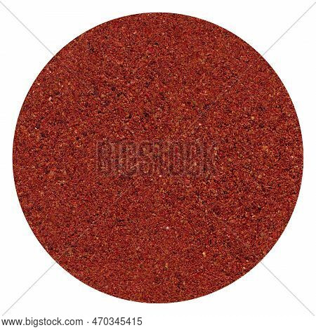 Ground Organic Aromatic Sumac Texture, Isolated On White Background