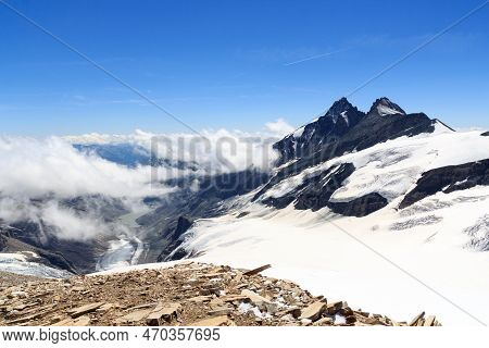 Mountain Grossglockner And Glacier Pasterze Panorama In Glockner Group, Austria