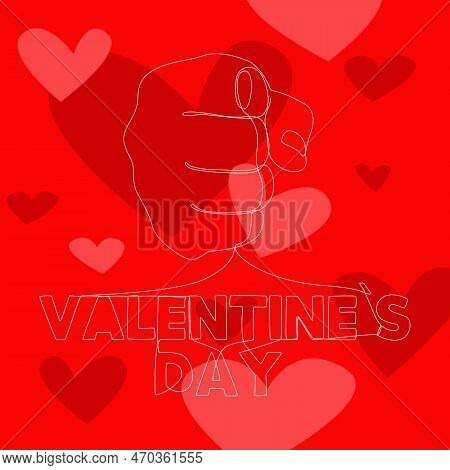 One Continuous Line Of Fist Hilding Valentine's Day Text. Thin Line Illustration Vector Concept. Con