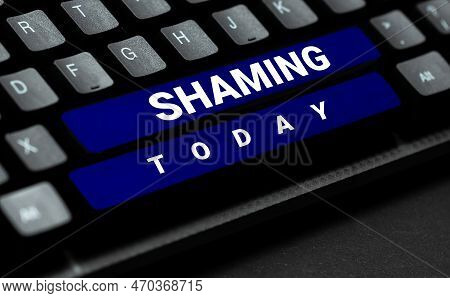 Text Showing Inspiration Shaming. Word Written On Subjecting Someone To Disgrace, Humiliation, Or Di