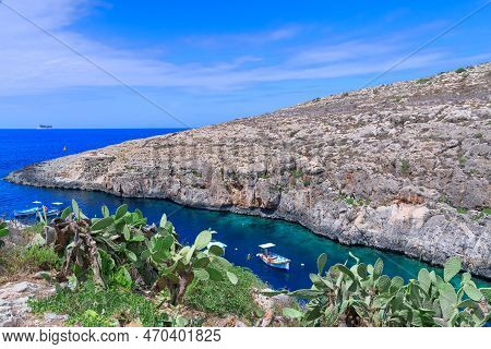 Vew Of The Wied Iz-zurrieq  Small Fishing Port On The Southwest Coast Of Malta. It Is Mainly Known F