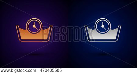 Gold And Silver Time Wash Icon Isolated On Black Background. Temperature Wash. Vector