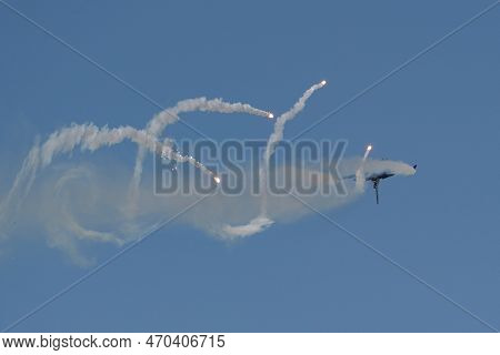 Eskisehir, Turkiye - September 18, 2022: Turkish Air Force General Dynamics F-16c Fighting Falcon (4