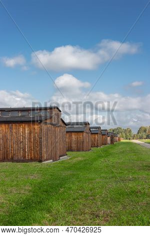 Auschwitz Birkenau Museum Barracks. Oswiecim Prison Concentration And Extermination Camp During Seco