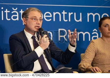 Bucharest, Romania - February 09, 2023: Luca Niculescu, The Coordinator For Joining The Oecd, Speaks