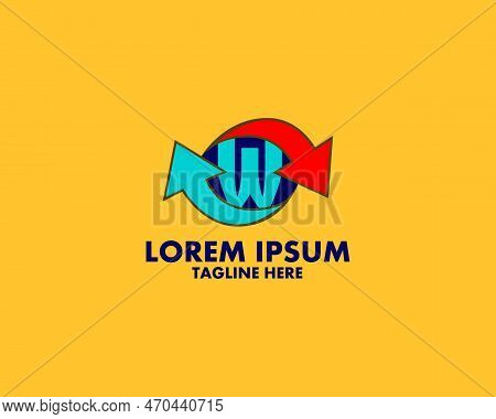 Arrow Circle Initial Letter W Logo Design Monogram