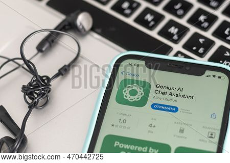 Iphone With Appstore And Chatgpt And Chat Bot Apps, Artificial Intelligence Time. Kyiv, Ukraine - Fe