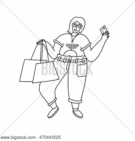 Fat Body Pozitive Woman Happy With Bags After Shopping.