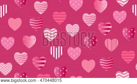 Cute Modern  Hearts Seamless Pattern, Lovely Romantic Background, Great For Valentine's Day, Mother'