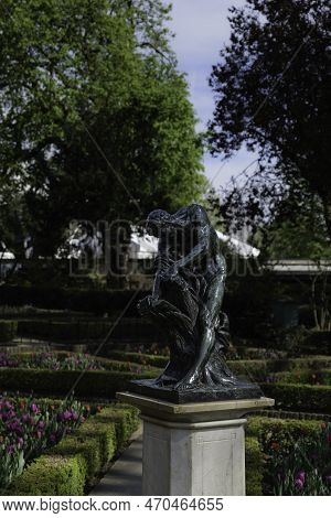 London - 04 11 2022: The Statue Of 'milo Of Croton' In Holland Park Dutch Garden