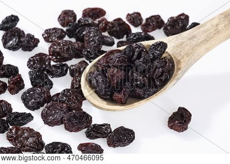 Healthy Food - Nuts Dehydrated Grapes; Photo White Background