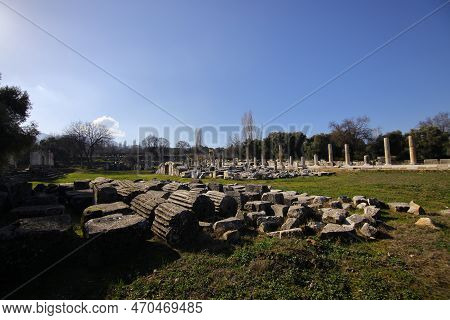 Excavations Of The Temple Of Hekate In Lagina Ancient City And Ancient Columns Yatagan Mugla Turkey