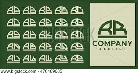 Abstract Half Circle Letter R Logo Design Set. Modern Curve Rr R Letter Logo.