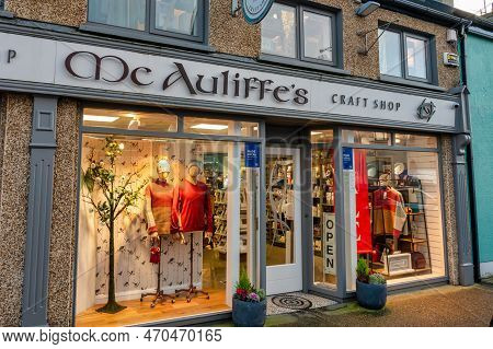Dunfanaghy, Ireland- January 28, 2023:  The Front Of Mcauliffe's Craft Shop In Dunfanaghy, County Do