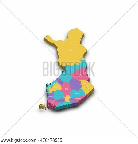 Finland Political Map Of Administrative Divisions - Regions And One Autonomous Region Of Aland. Colo