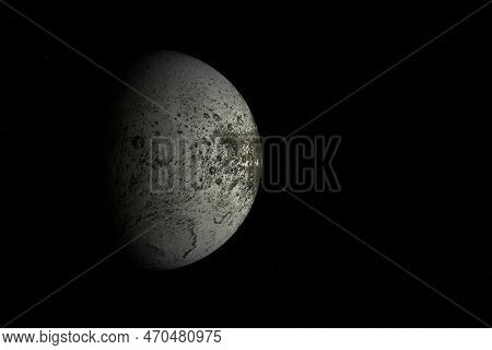 Digitally Generated Photograph Of Iapetus, One Of The Moon Of Saturn.
