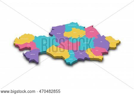 Kazakhstan Political Map Of Administrative Divisions - Regions And Cities With Region Rights And Cit