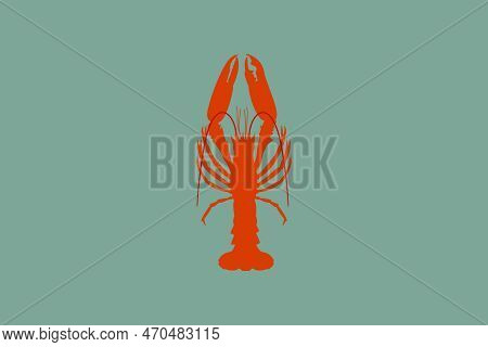 Lobster silhouette. Red crawfish. Icon vector illustration for seafood restaurant menu and logo.