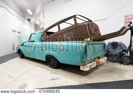 Flint, Michigan -usa- February 10, 2023:  8Th Annual Chrome And Ice Winter Indoor Autoshow At The Do