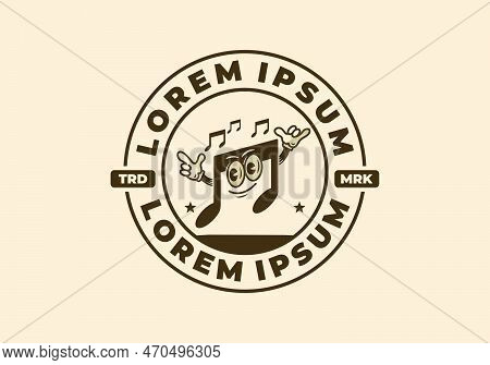 Music Notes Character Mascot Illustration Badge Design