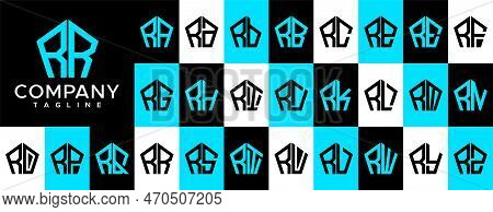 Abstract Pentagon Letter R Logo Design Vector. Line Polygonal Rr R Letter Logo.