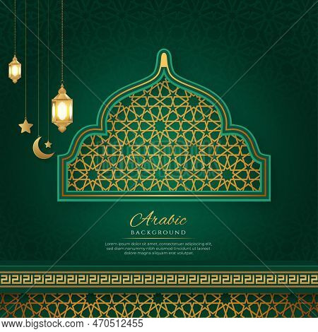 Happy Eid Mubarak Modern Islamic Arabic Abstract Background Design Vector Template.