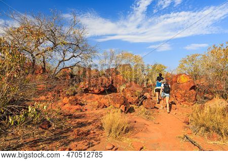 Tourists Hike Towards Waterberg Plateaus. - 09 October 2018: Tourists Hike Towards Waterberg Plateau