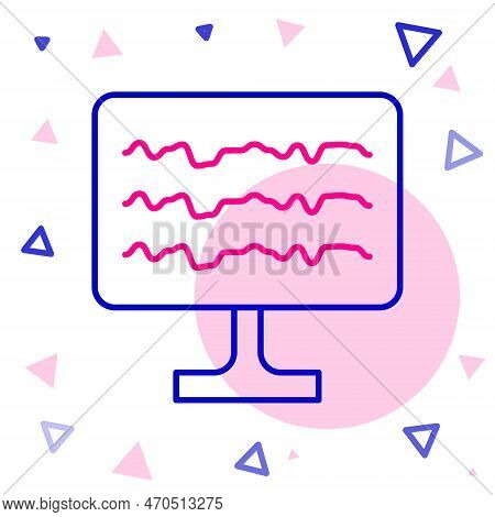 Line Encephalogram Icon Isolated On White Background. Electrical Activity. Colorful Outline Concept.
