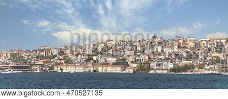 View From Bosphorus Strait Of The European Side Of Istanbul With Mimar Sinan Fine Art University, Lo