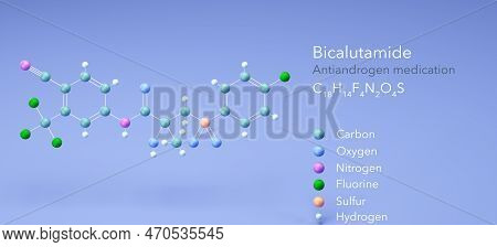 Bicalutamide Molecule, Molecular Structures, Antiandrogen Medication, 3d Model, Structural Chemical 