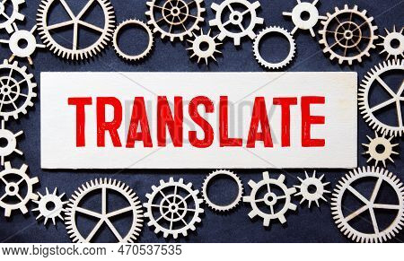 Translate Message On A Desk In A Bright Living Room In The Background