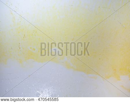 Mold On Bathroom Enamel. Black Dots Of Mold And Yellow Plaque. Requires Cleaning. Before Using Clean