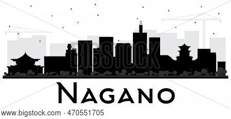 Nagano Japan City Skyline Black And White Silhouette. Vector Illustration. Simple Flat Concept For T