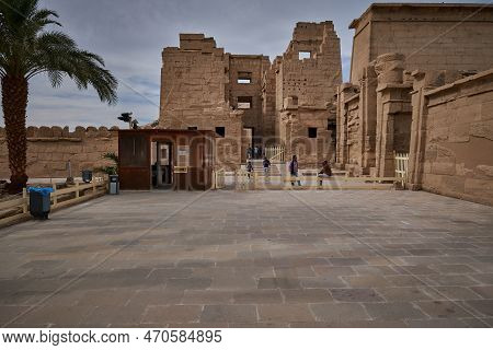 Luxor, Egypt- February 5 2023 : Migdal Entrance To Medinet Habu From The South-east, It Is An Archae
