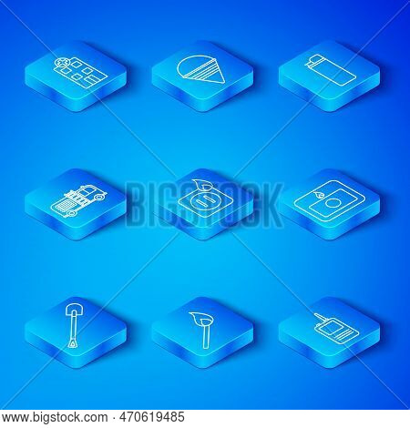 Set Line Fire Shovel, Electric Wiring Of Socket In Fire, Burning Match With, Alarm System, Lighter, 