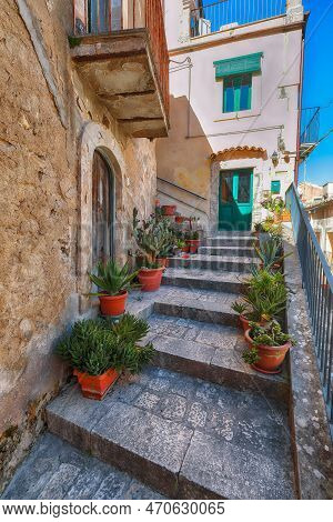 Walking Around The Old Streets Of Baroque Town Ragusa Ibla. Historic Center Called Ibla Builded In L