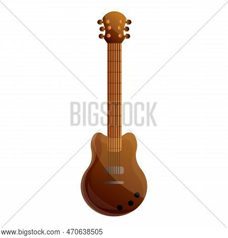 Brown Electric Guitar Icon. Cartoon Of Brown Electric Guitar  Icon For Web Design Isolated On White 