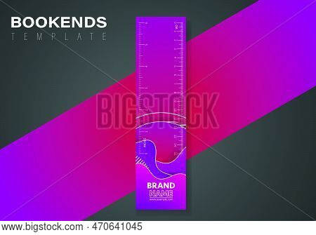 Purple Bookend Template With Flowing Liquid Shapes, Amoeba Forms. Abstract Dynamic Gradient Graphic 