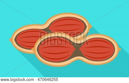 Half Peanut Shell Icon. Flat Illustration Of Half Peanut Shell Icon For Web Design