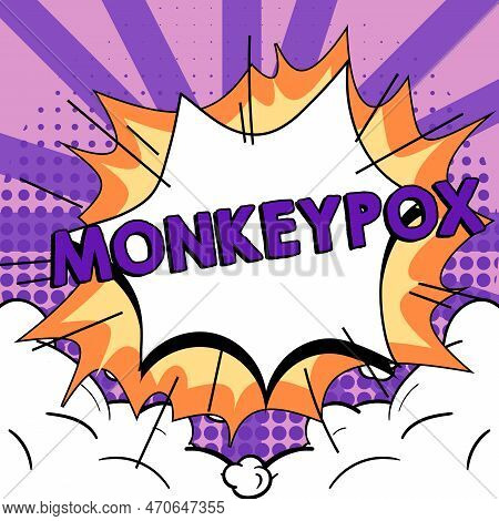 Conceptual Display Monkeypox. Word Written On Poxvirus Of Africa Caused By Chiefly In Wild Rodents A