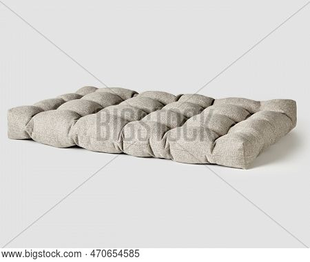 Soft Tufted Floor Cushion From Gray Linen Fabric